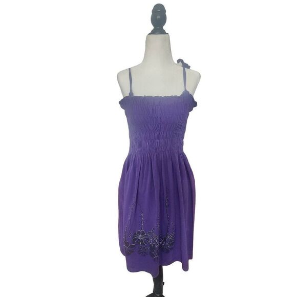 Purple Hawaiian 90s Vintage Dress - Picture 1 of 4